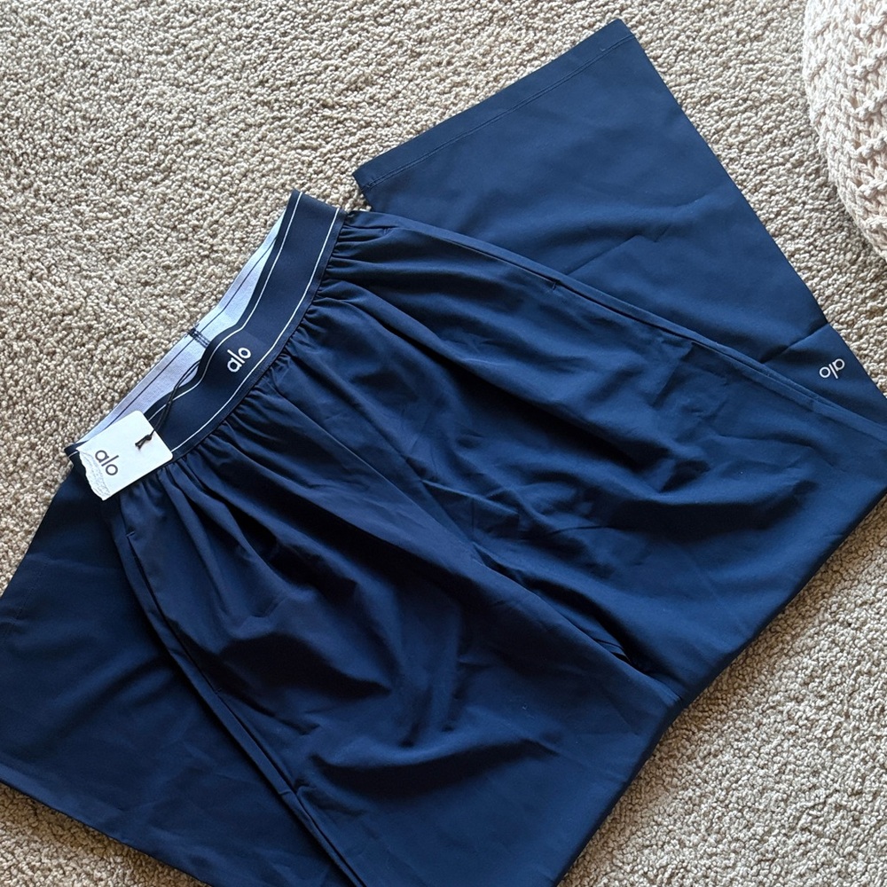 ALO Yoga Navy Blue Wide Leg Trousers